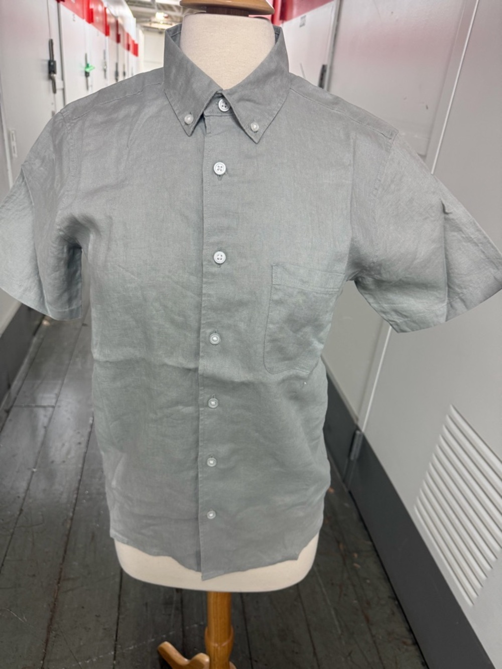 Everlane Linen Short Sleeve Shirt Light Sage XS Button Down NWT